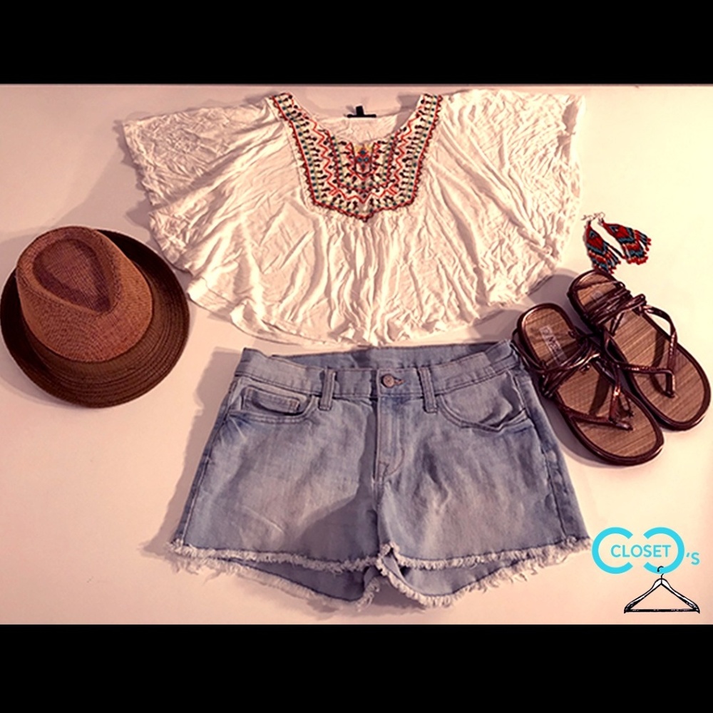 Blue Jean Shorts with Fringe